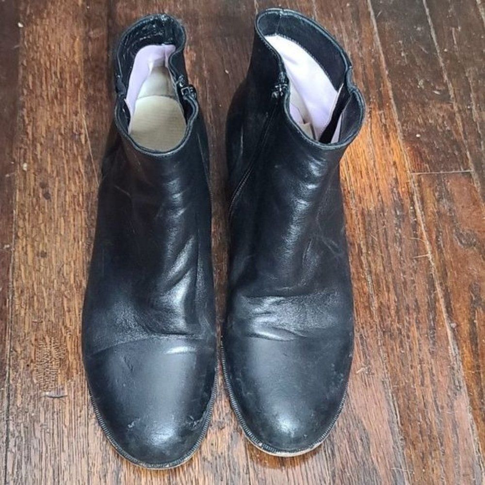 Taryn Rose Black Leather Ankle Boots - Picture 3 of 16